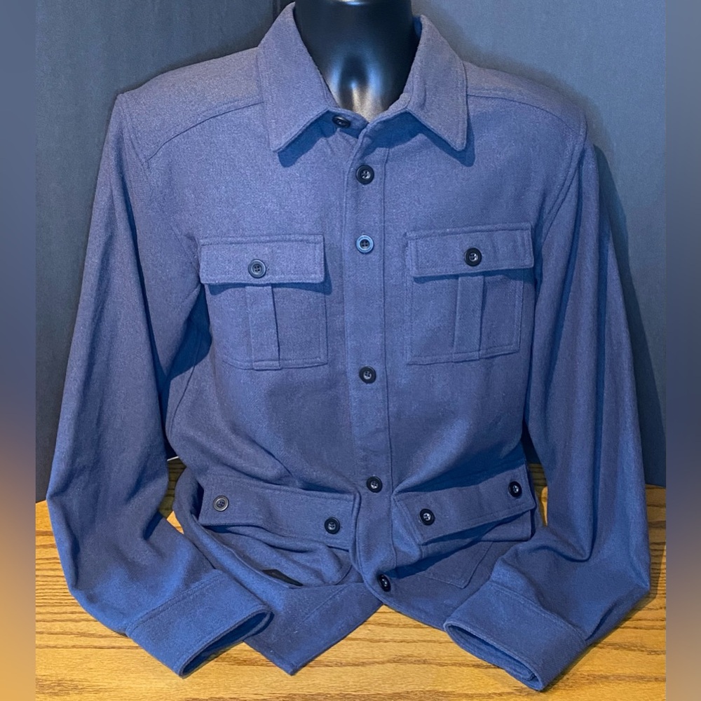 Mons Royale Merino Shacket Mens Large Dark GrayButton Up Shirt Jacket Wool Blend